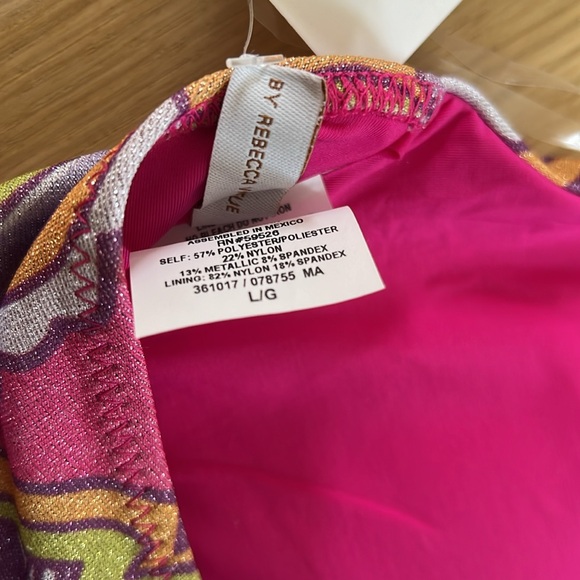 NWT Becca  MULTI Psychedelica Shimmer Loop Halter One Piece Swimsuit Sz Large - Picture 10 of 11